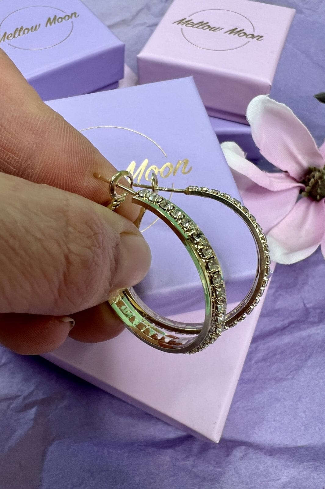 Mellow Moon Selected - Hoop Stone Ø3 cm - Forgyldt - (1 par) Øreringe