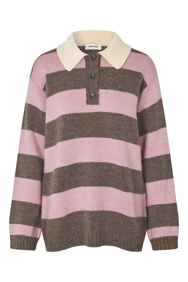 Modström - Pelhammd Stripe Polo 58613 - 12038 - Lilac Chocolate Stripe