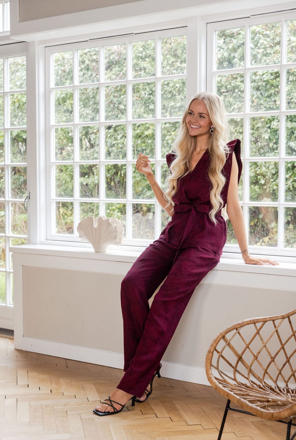 Molly & My X Julie Elgaard - Elsa Jacquard Pants 167096 - 162 - Bordeaux Bukser