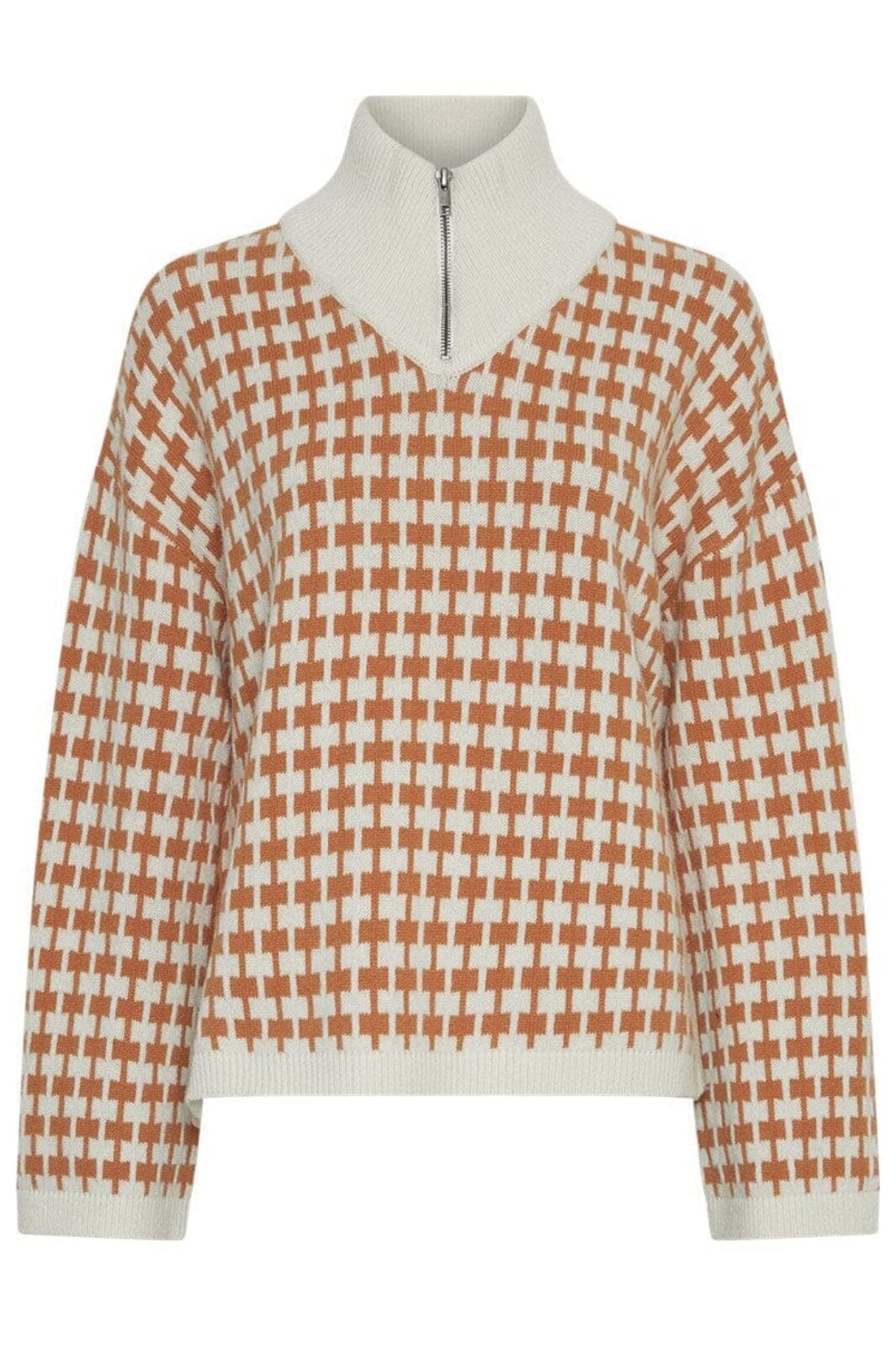 Moss Copenhagen - Mschamaria Zip Pullover 19172 - Egret C Spice Strikbluser