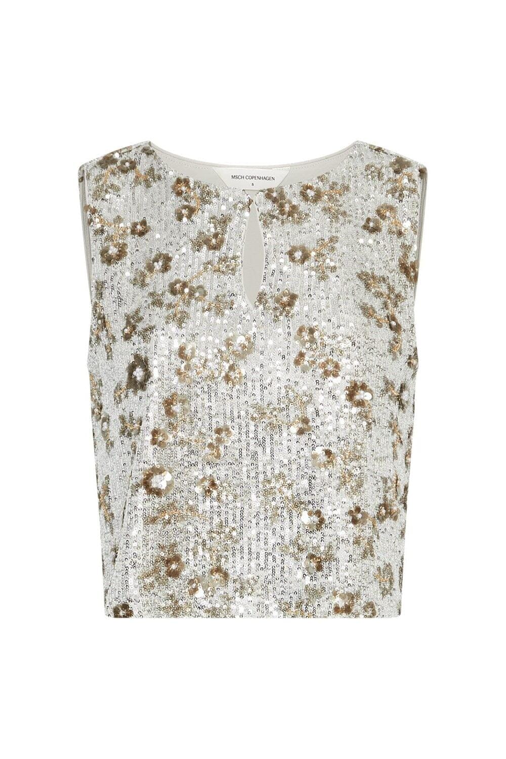 Moss Copenhagen - Mschmagnolia Sl Top Emb 19474 - Silver T Coco Toppe