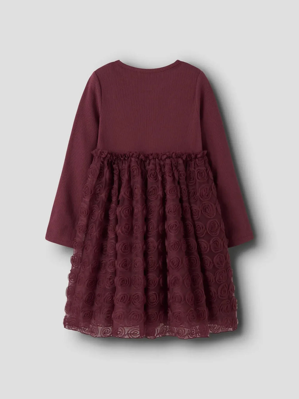 Name It - Nmfsykia Tulle Ls Dress - 4888968 Burgundy Kjoler