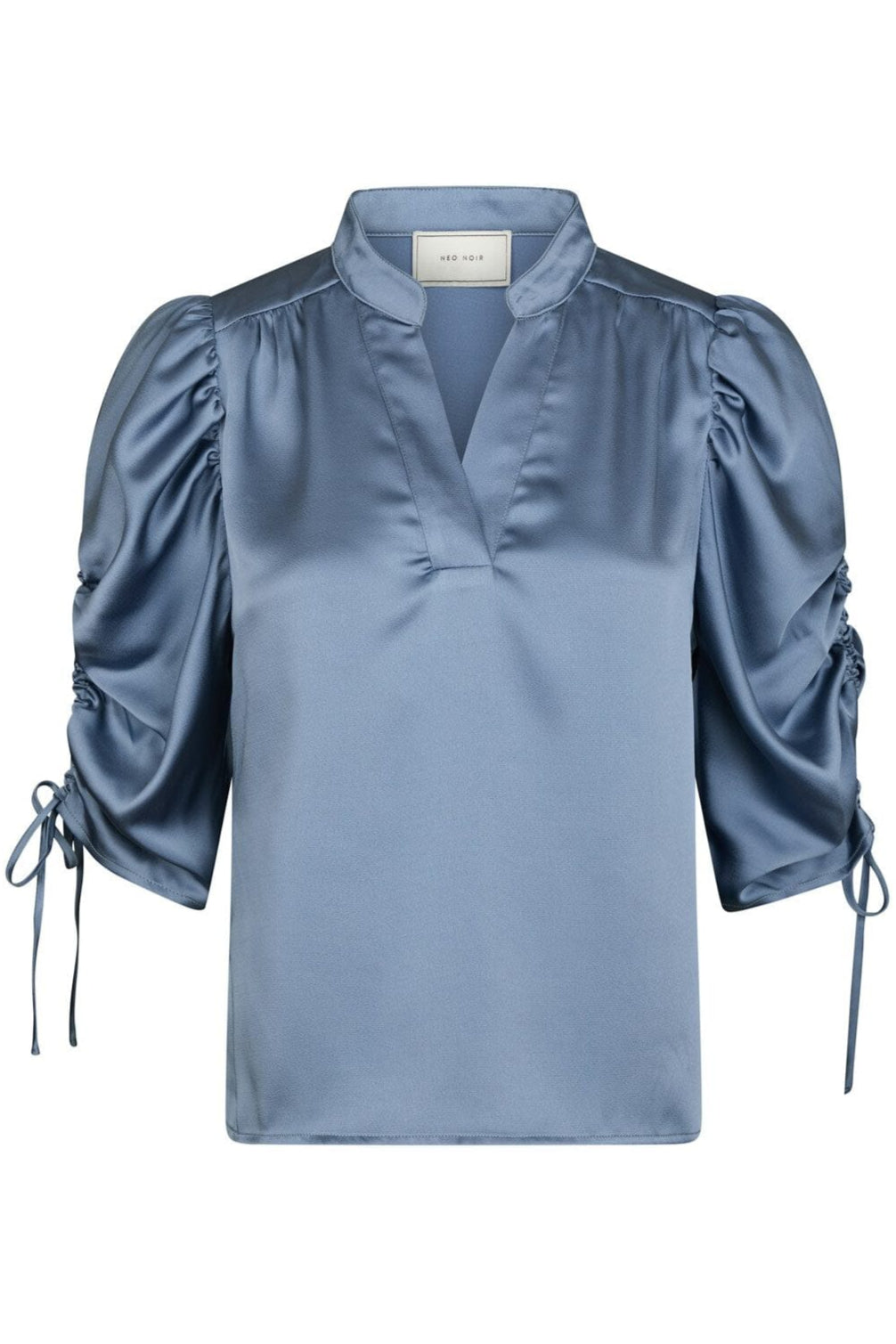 Neo Noir - Alvira Drapy Satin Blouse 166542 - 142 - Dusty Blue