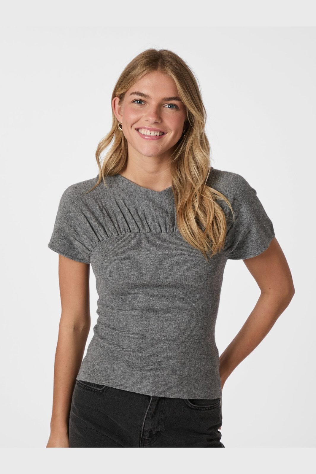 Neo Noir - Anthea Knit Top 165751 - 107 - Dark Grey Melange