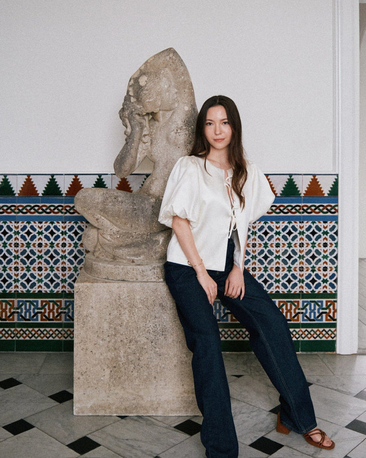 Neo Noir - Aska Dull Satin Blouse 162685 - 121 - Off White Bluser