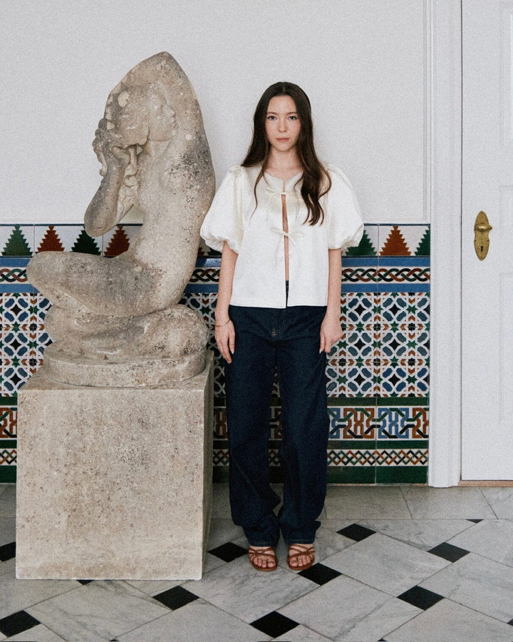 Neo Noir - Aska Dull Satin Blouse 162685 - 121 - Off White Bluser