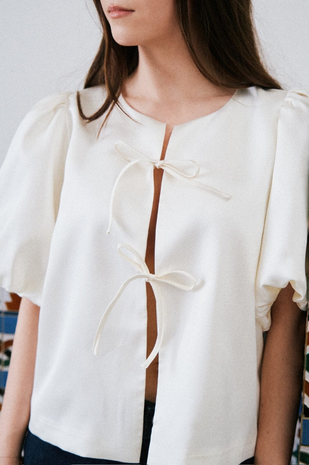 Neo Noir - Aska Dull Satin Blouse 162685 - 121 - Off White Bluser