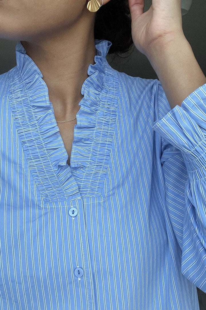 Neo Noir - Brielle Stripe Shirt - Light Blue Skjorter