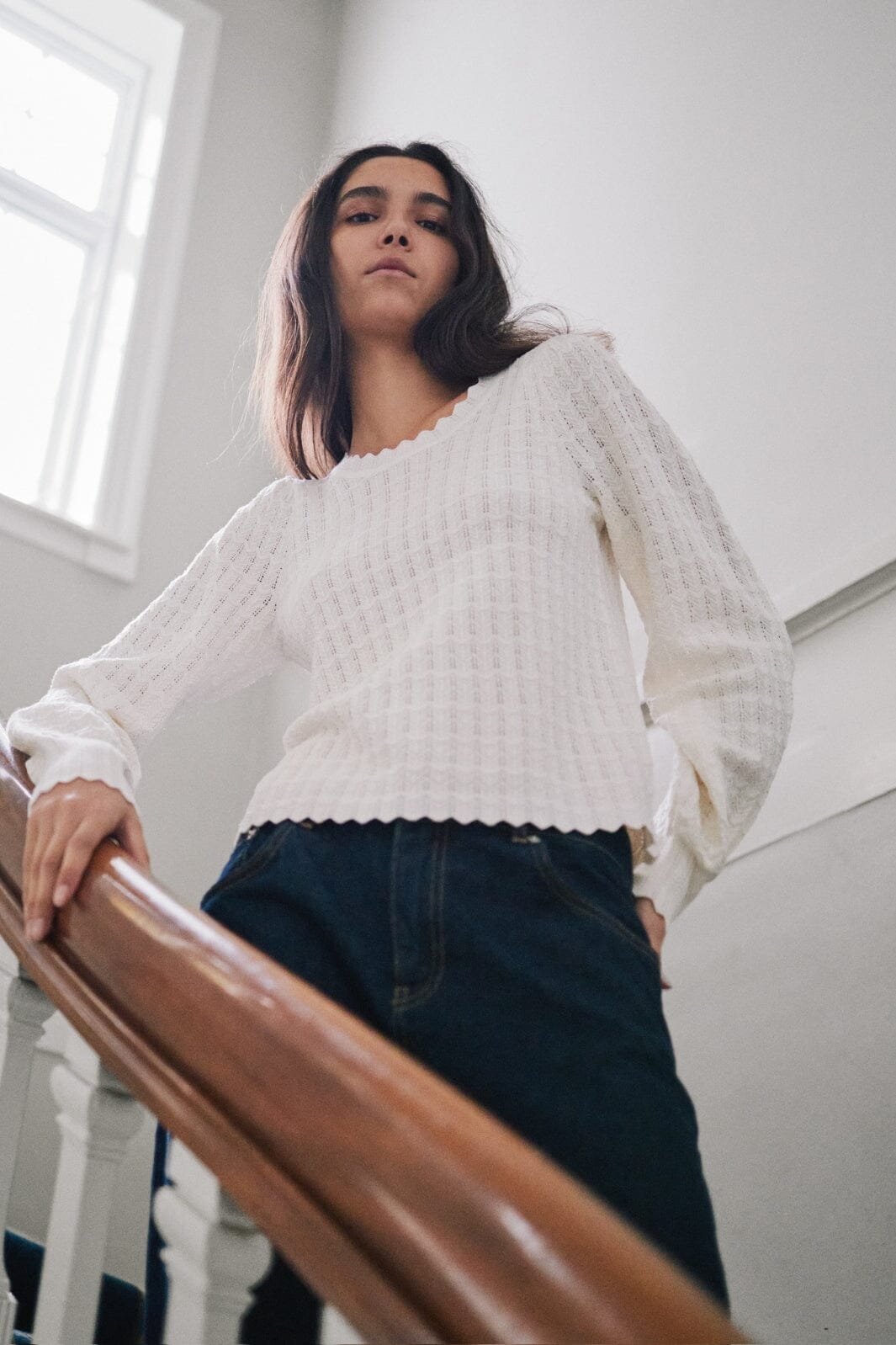 Neo Noir - Dito Solid Knit Blouse 164625 - Off White Bluser