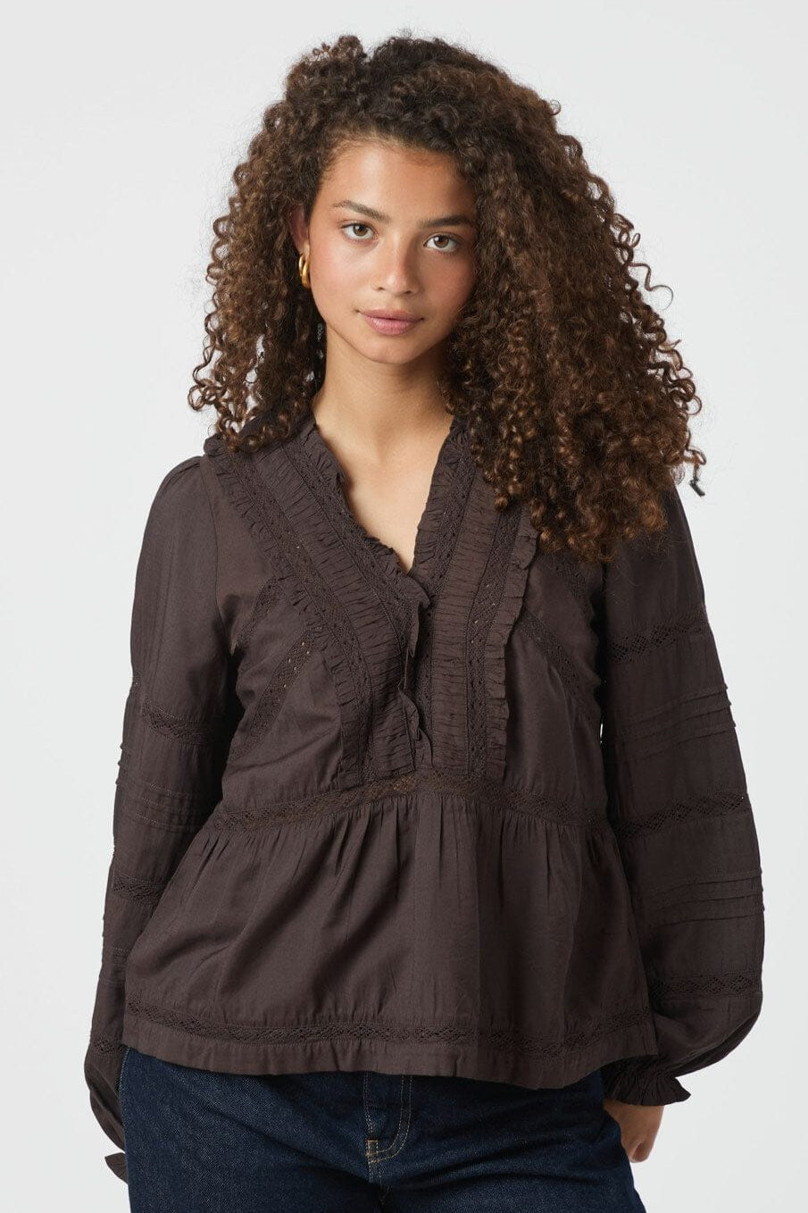 Neo Noir - Elfie Blouse 166694 - 676 - Dark Brown