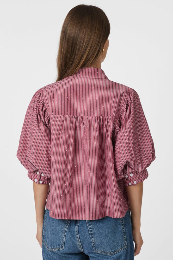 Neo Noir - Etta Soft Stripe Stone Shirt 166416 - 393 - Dark Rose