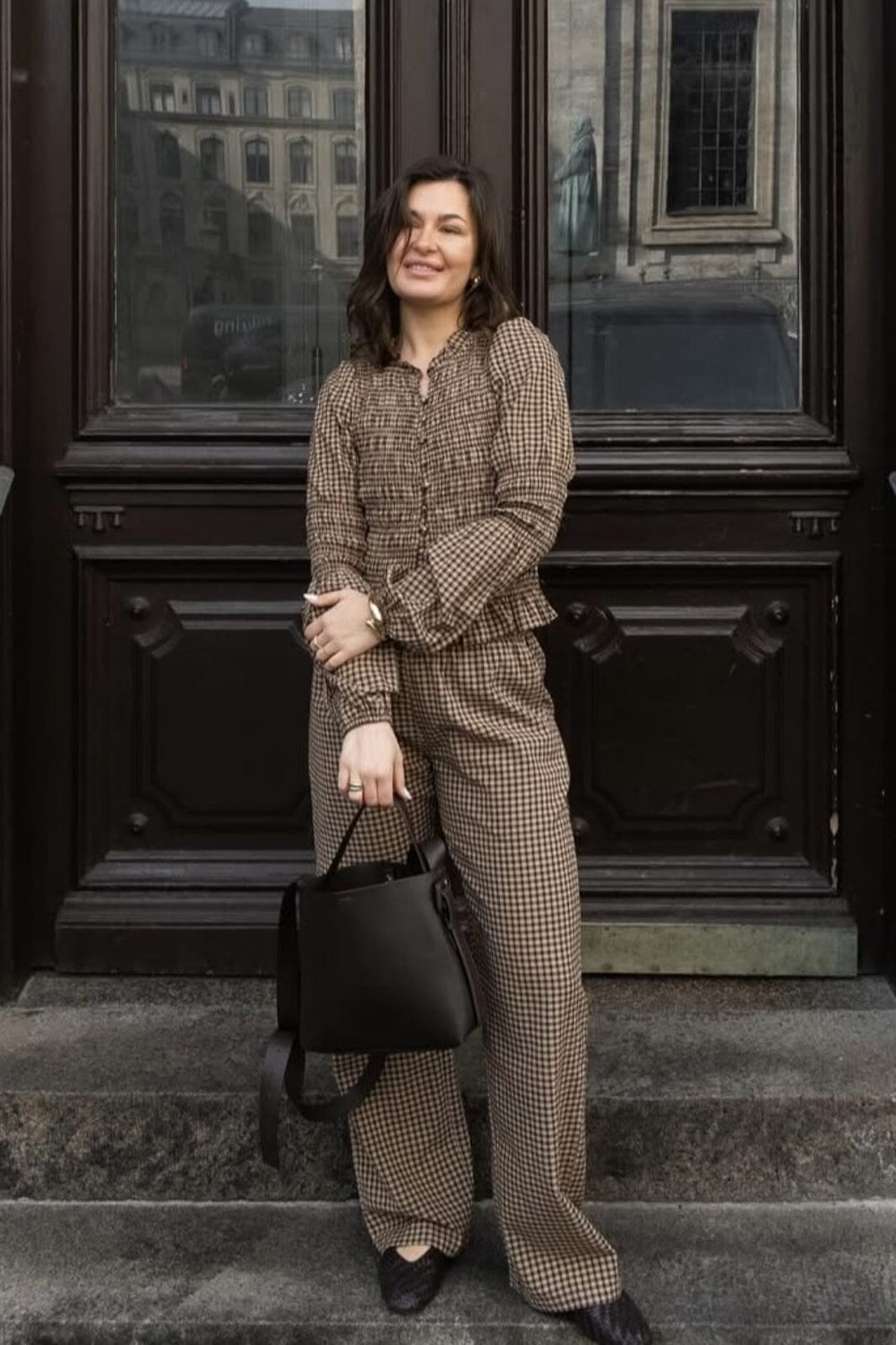 Neo Noir - Falka Check Blouse 165125 - 210 - Brown Bluser