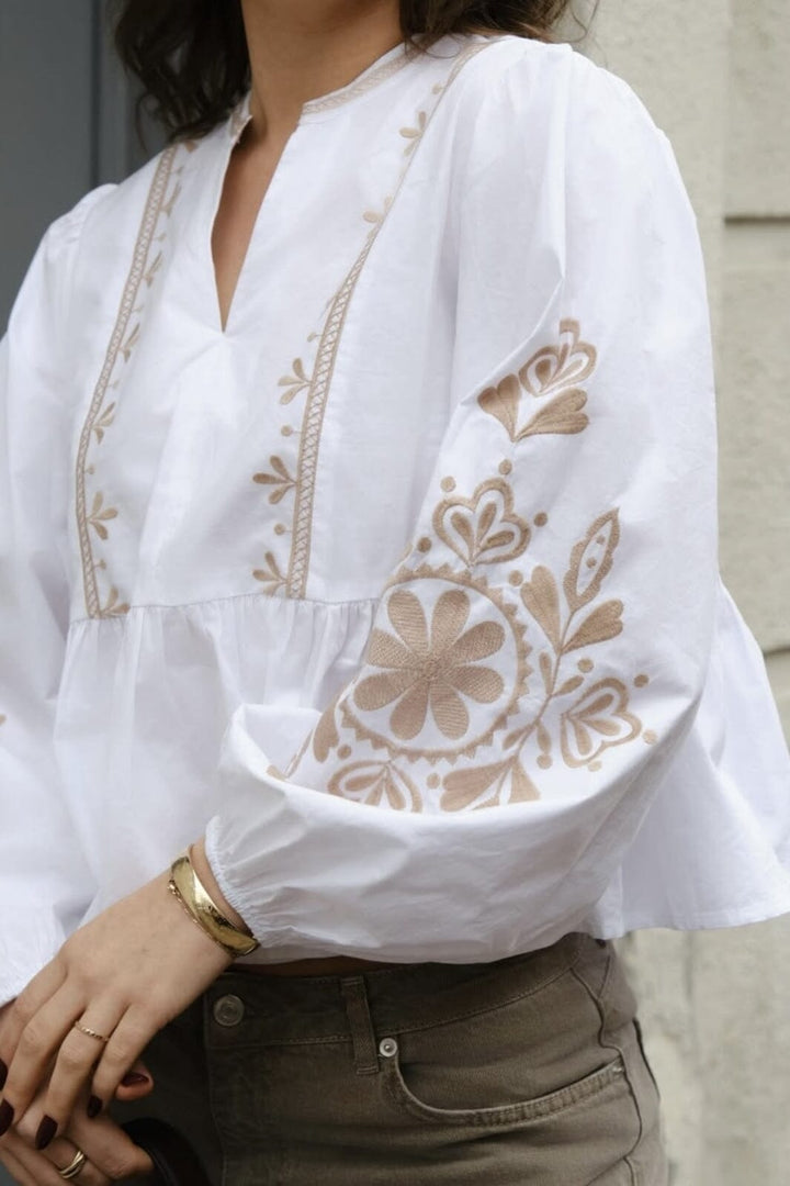 Neo Noir - Ginia Emb Blouse 164393 - 121 - Off White Bluser