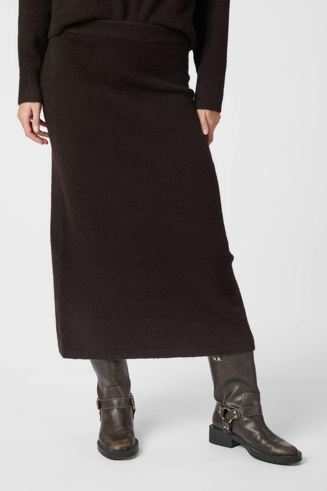 Neo Noir - Hynne Knit Skirt 165392 - 676 - Dark Brown