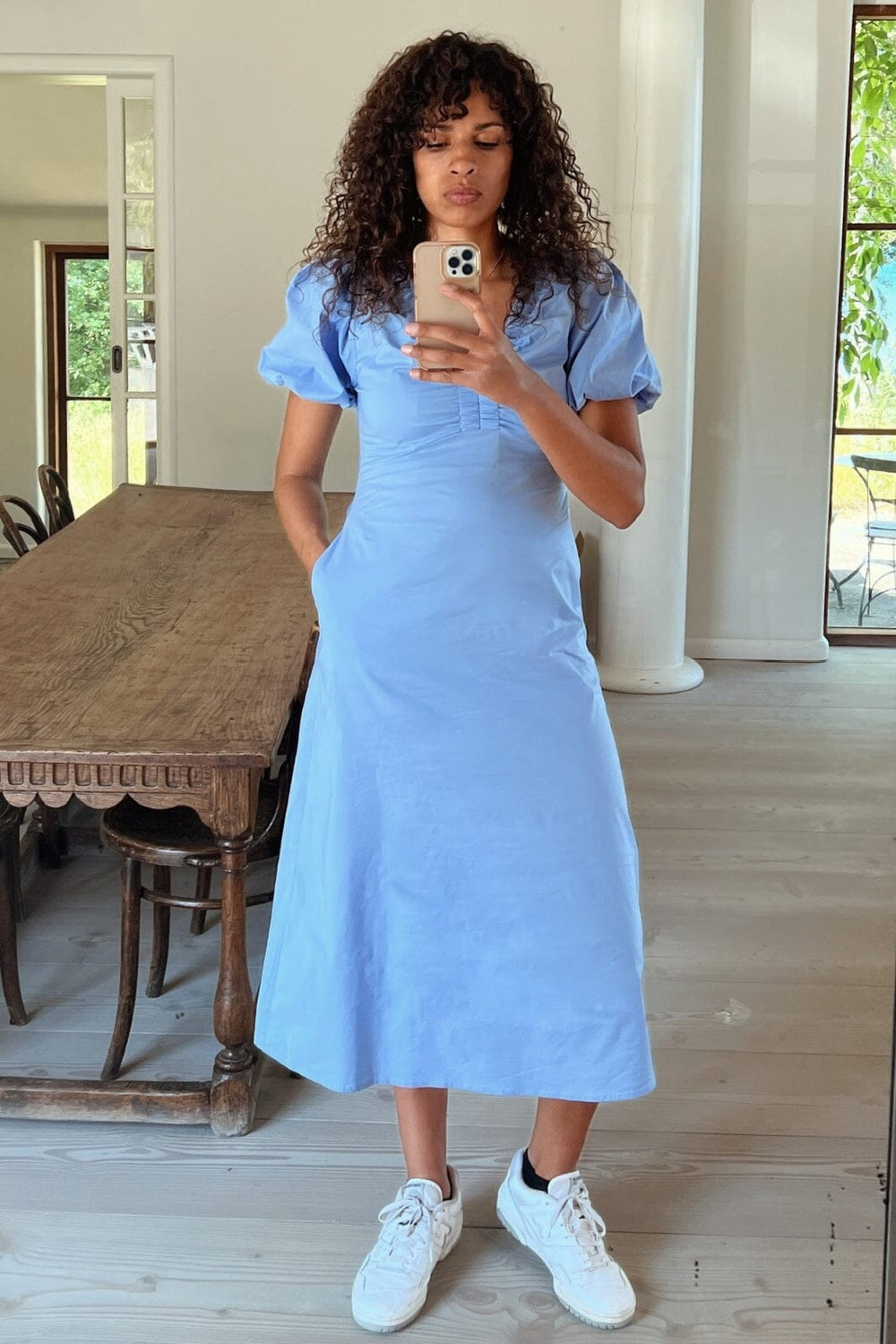 Neo Noir - Illana Poplin Dress - Sky Blue Kjoler