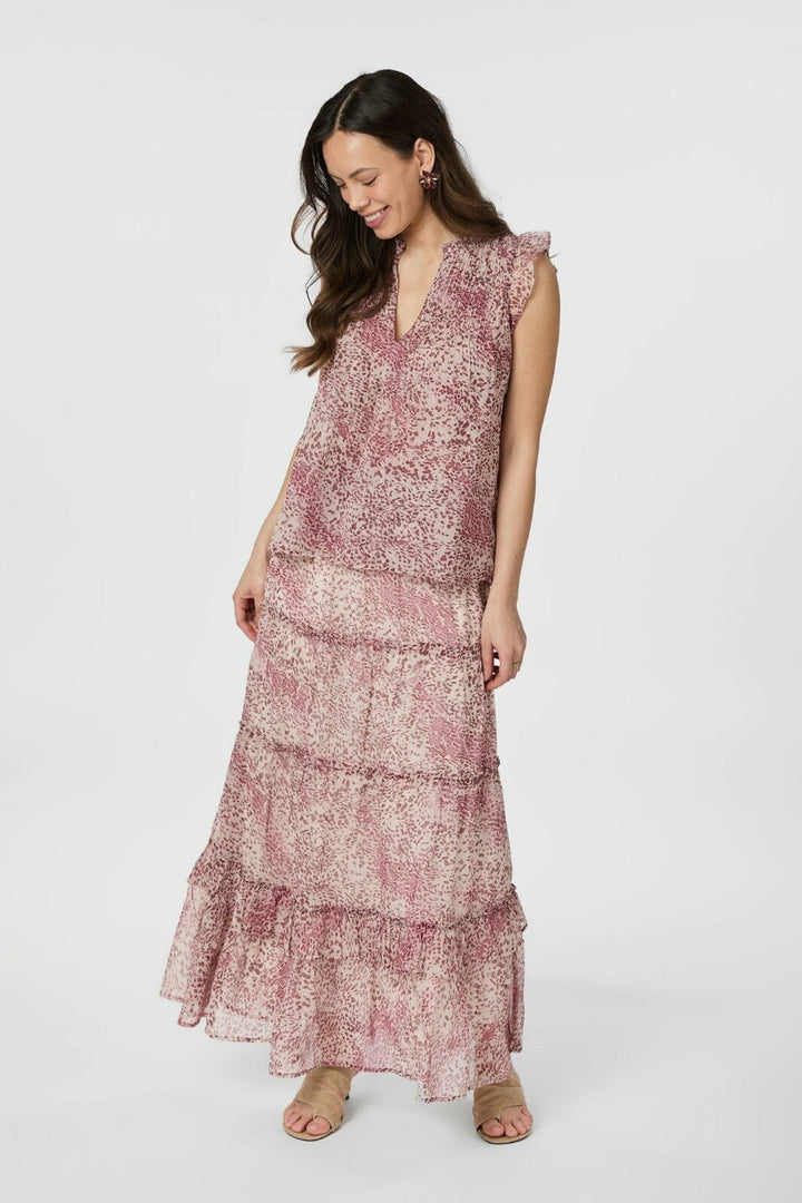 Neo Noir - Izar Blur Graphic Top 166059 - 823 - Evening Rose