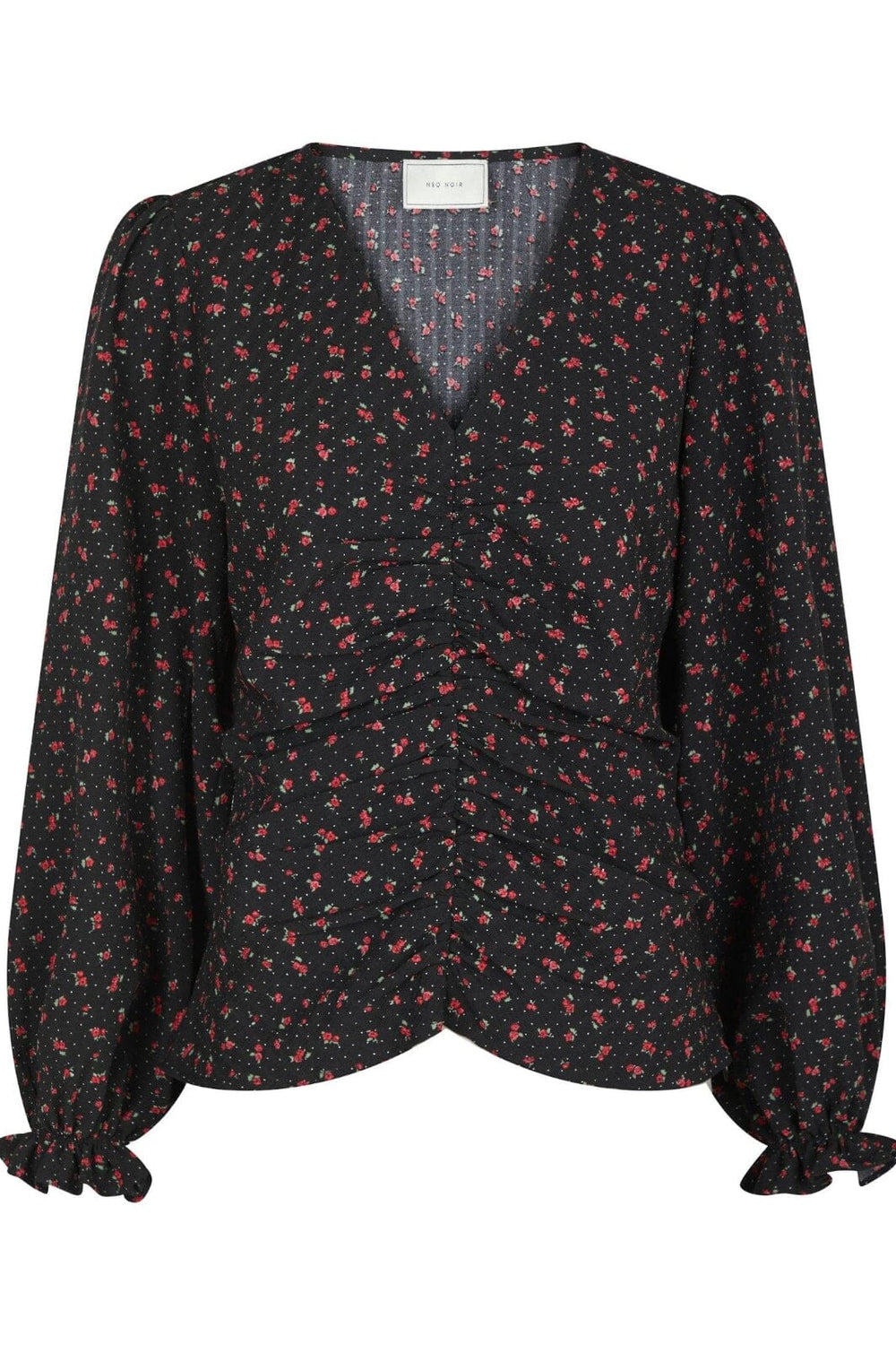 Neo Noir - Katinka Floral Dots Blouse - Black Skjorter