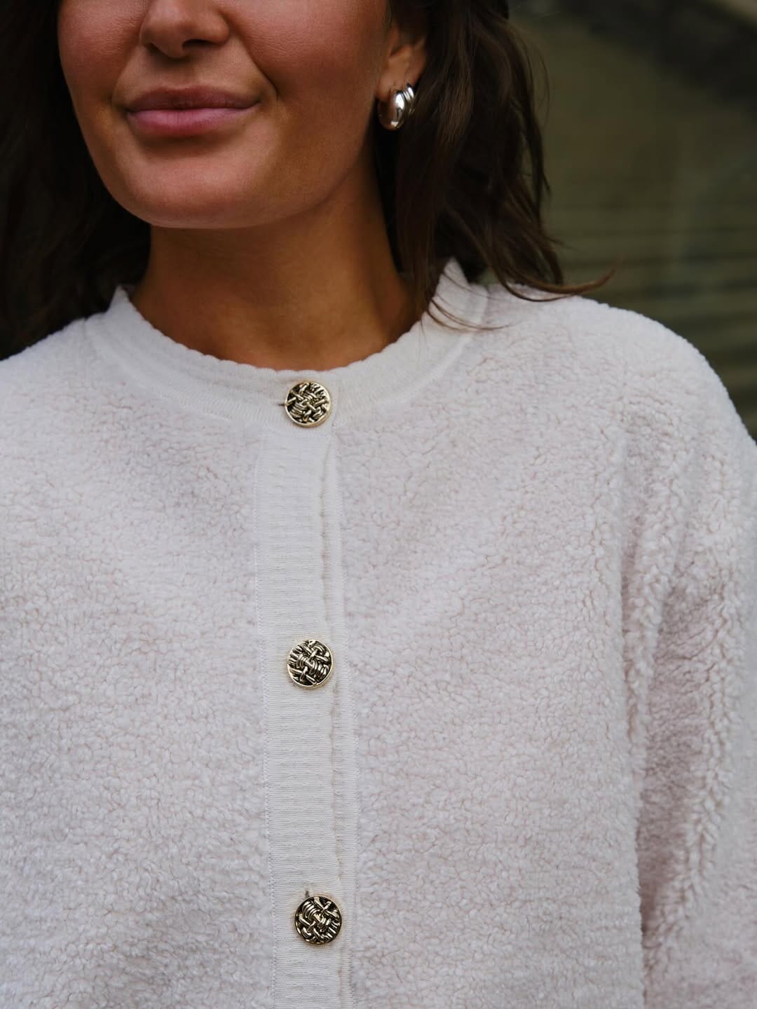 Neo Noir - Limo Fluffy Knit Cardigan 161963 - 122 - Creme Cardigans