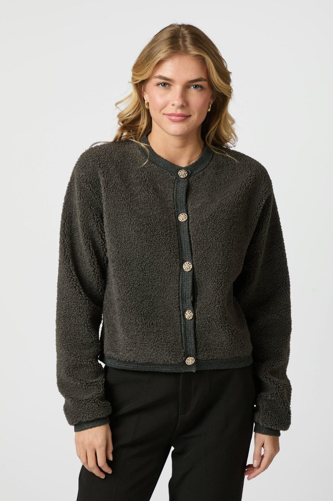 Neo Noir - Limo Fluffy Knit Cardigan 161963 - 132 - Antracit