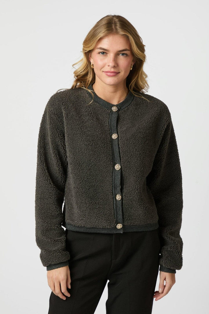 Neo Noir - Limo Fluffy Knit Cardigan 161963 - 132 - Antracit