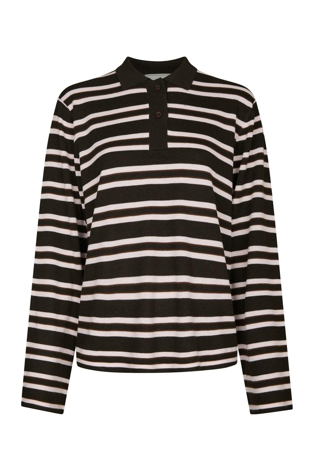 Neo Noir - Mala Polo Knit Blouse 167213 - 676 - Dark Brown