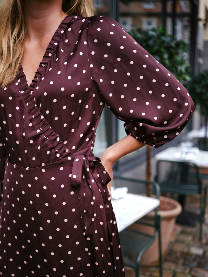 Neo Noir - Malinga Dot Dress 165909 - 682 - Wine Kjoler