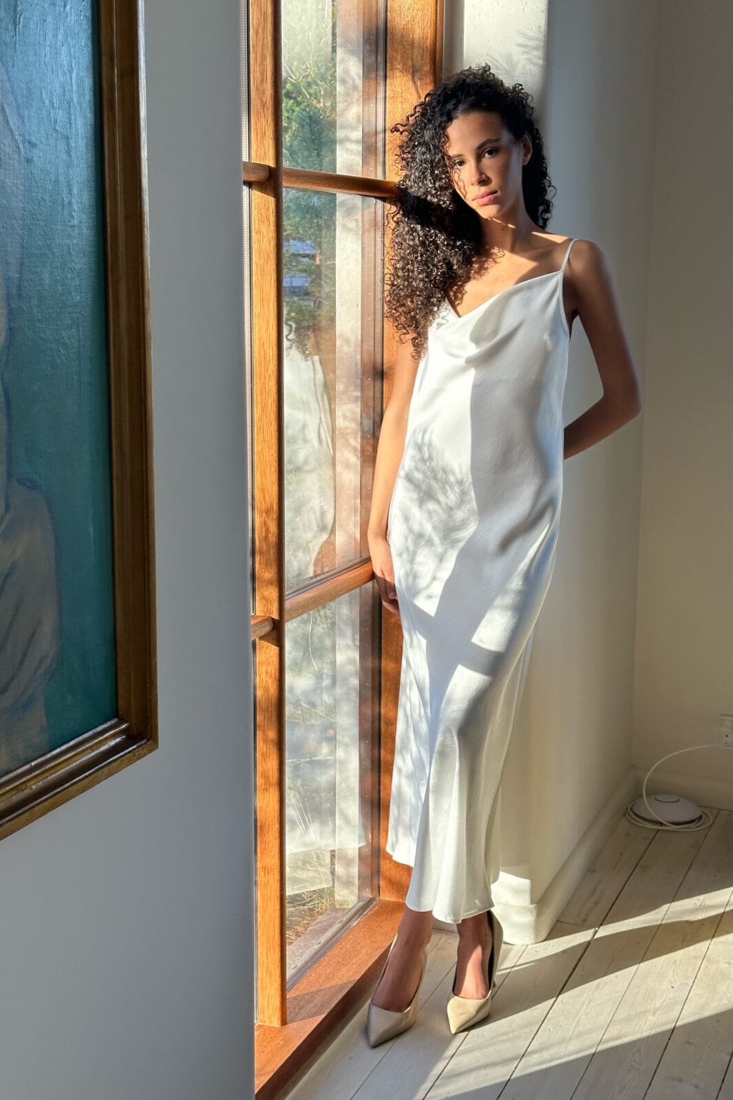 Neo Noir - Marina Heavy Sateen Dress - White Kjoler