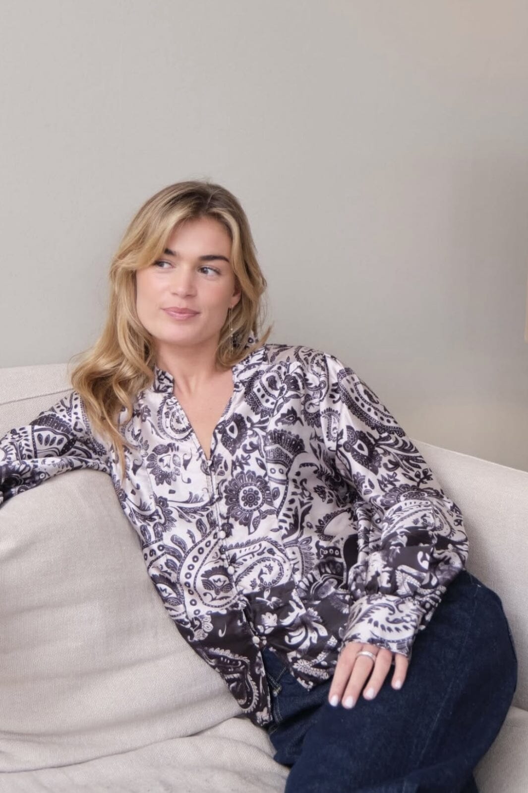 Neo Noir - Massima Deco Paisley Blouse 164308 - Creme Bluser