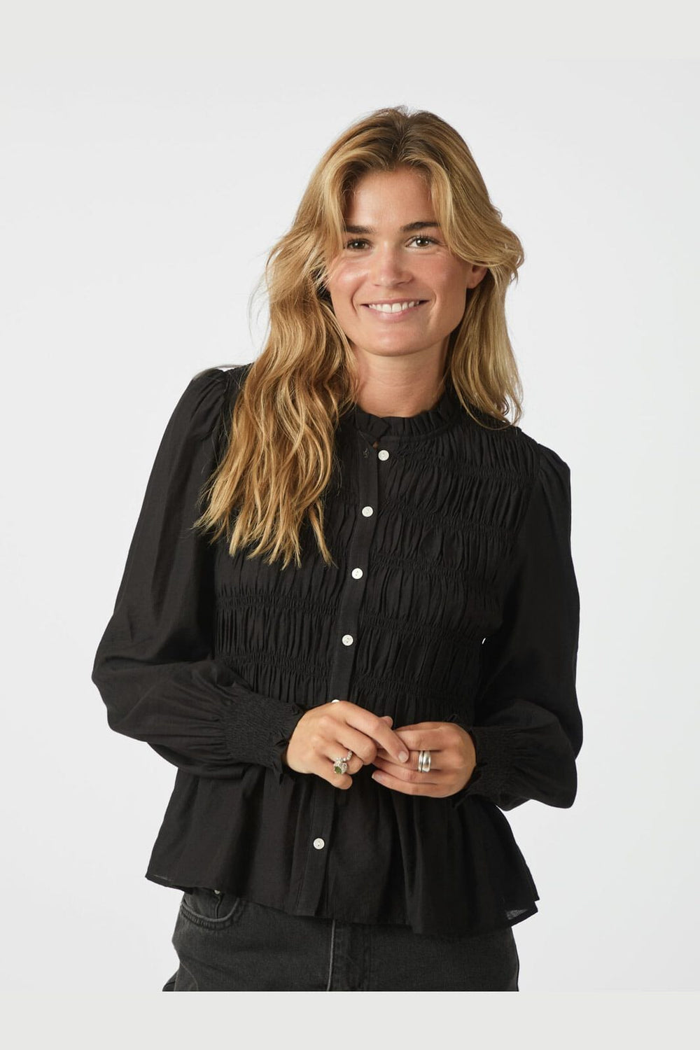 Neo Noir - Mocca Smock Blouse 166155 - 100 - Black