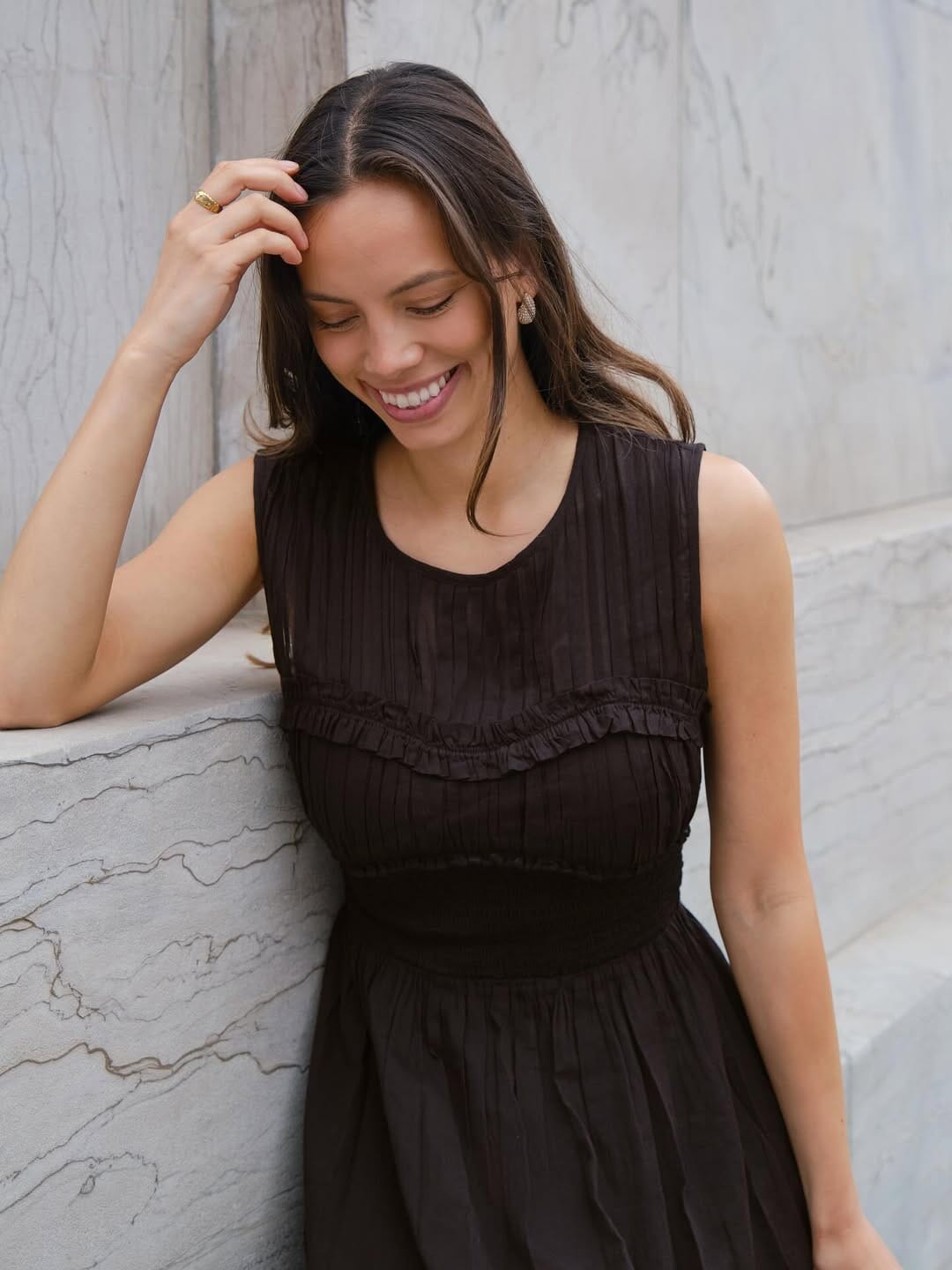 Neo Noir - Myrna S Voile Dress 166127 - 676 - Dark Brown Kjoler