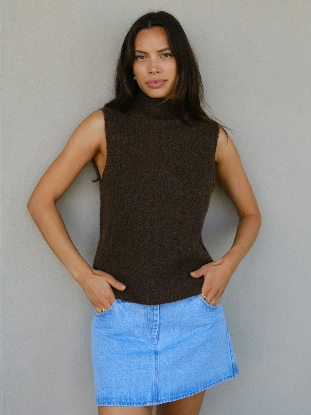 Neo Noir - Odelia Knit Top 161753 - 205 - Brown Melange Strikbluser