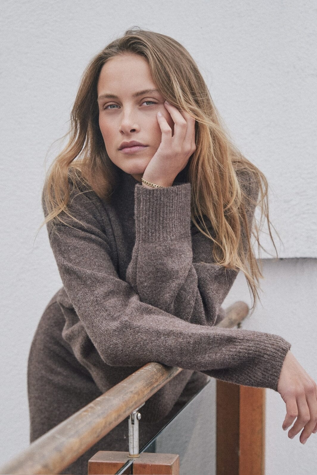 Neo Noir - Paulina Knit Blouse - Brown Melange Strikbluser