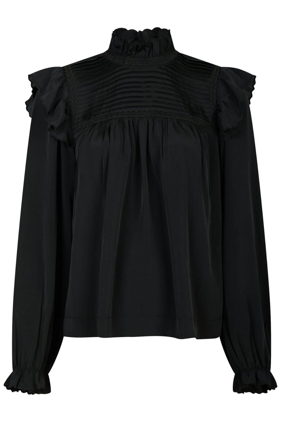 Neo Noir - Percy Soft Satin Blouse 163893 - Black Bluser