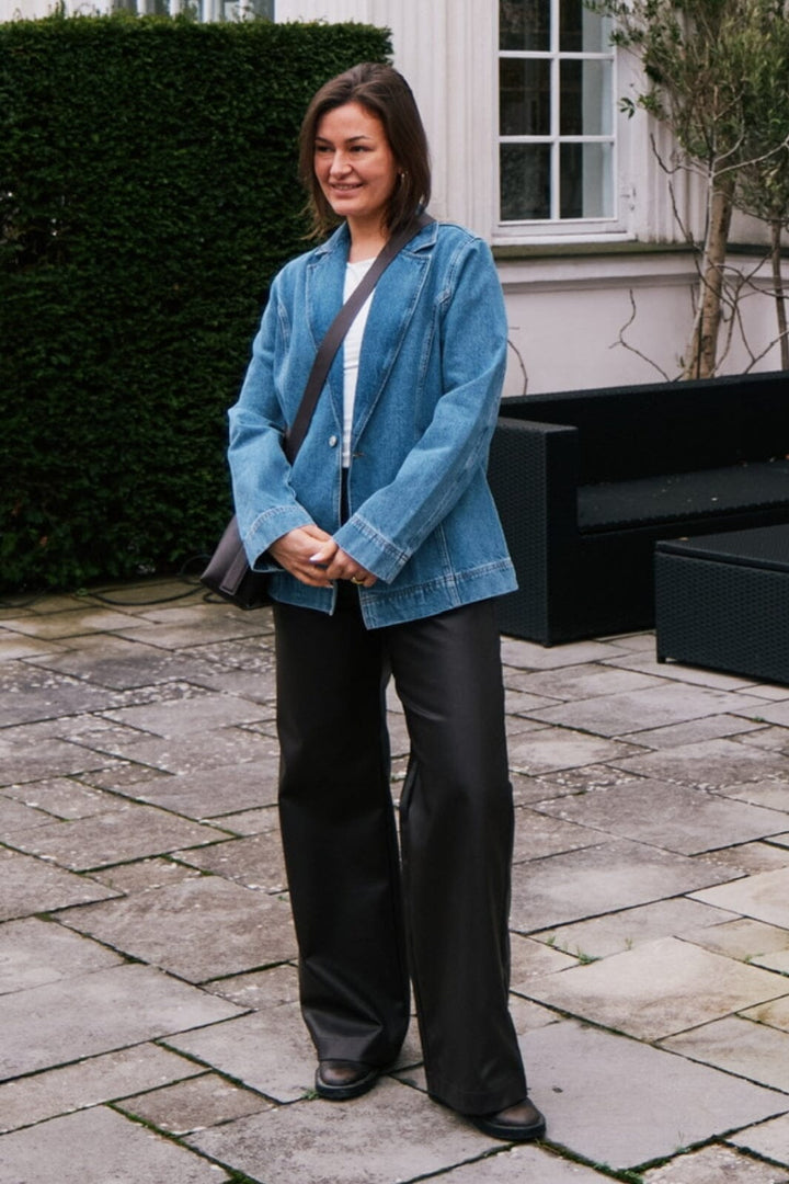 Neo Noir - Pinur Faux Leather Pants 164609 - 100 - Black Bukser