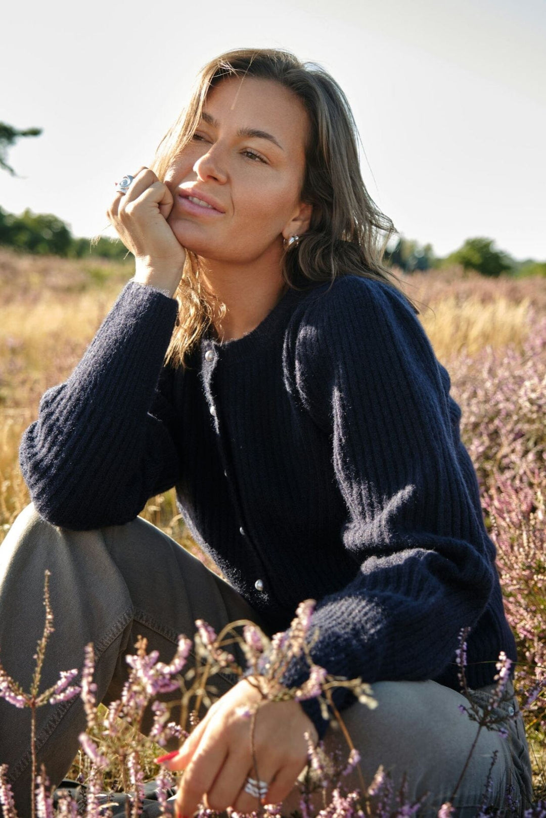 Neo Noir - Puli Knit Cardigan 164838 - 141 - Navy Cardigans