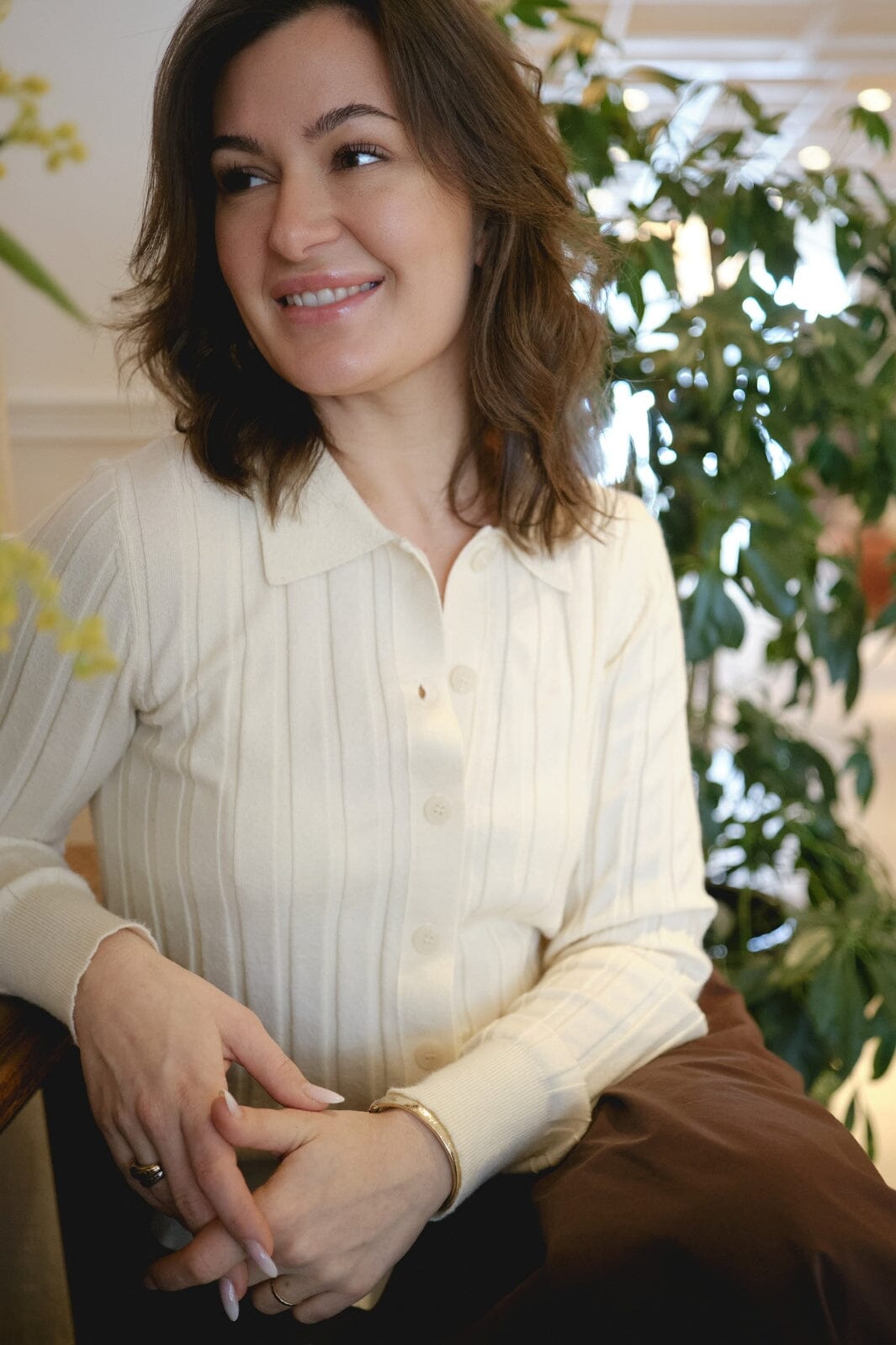 Neo Noir - Rio Solid Knit Cardigan 164579 - 191 - Light Yellow Cardigans