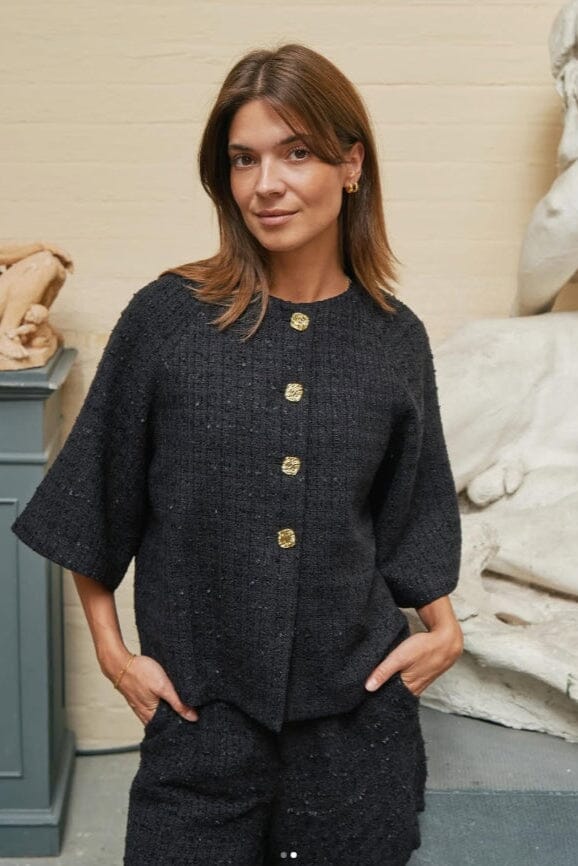 Neo Noir - Rosella Boucle Mini Jacket 166488 - 100 - Black Jakker