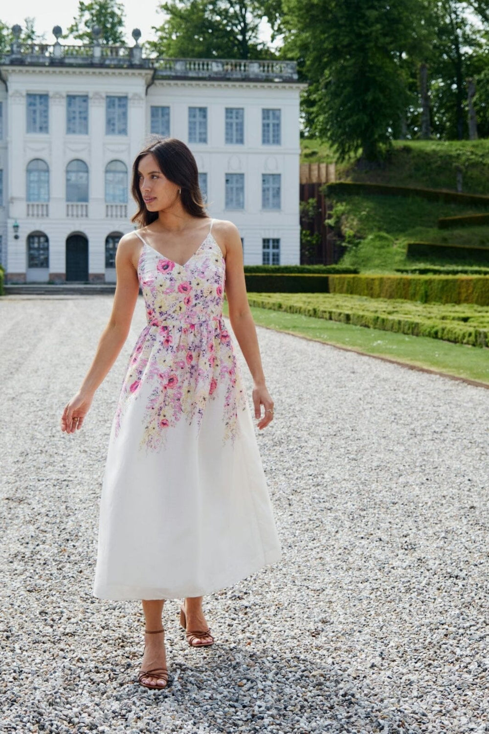 Neo Noir - Sanni Flower Print Dress 166178 - 124 - Ivory Kjoler