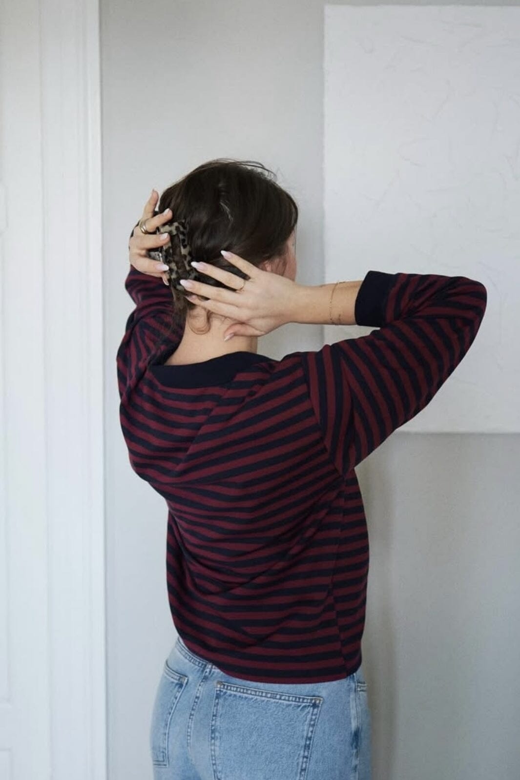 Neo Noir - Sara Wide Stripe Polo Blouse 164258 - Navy Bluser