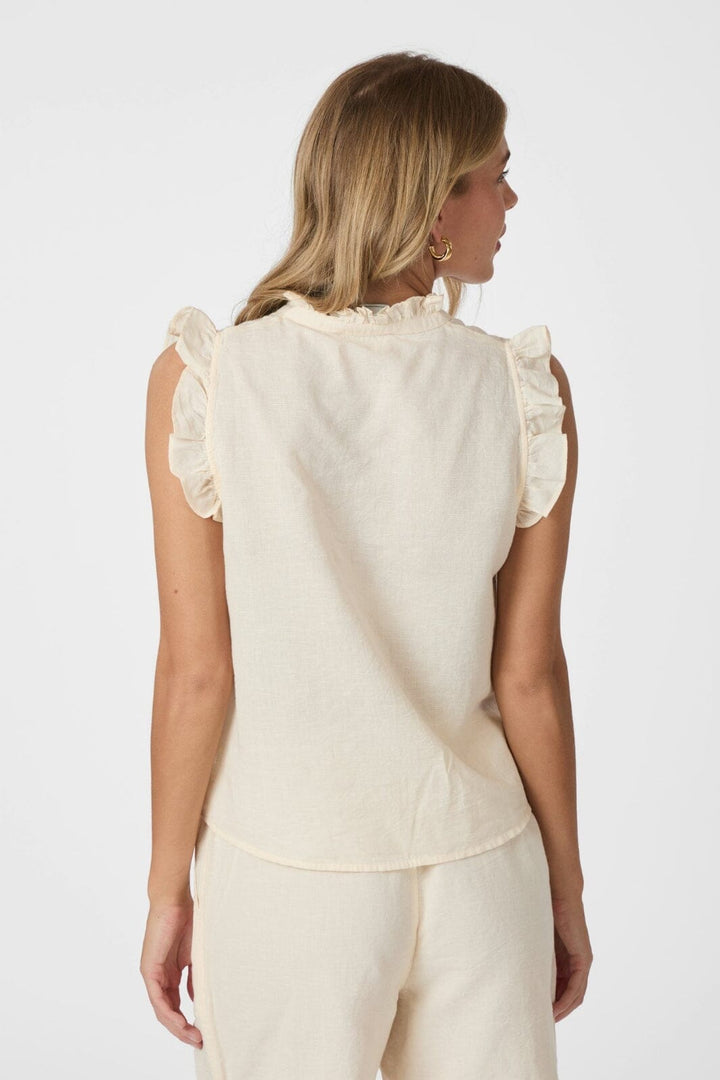 Neo Noir - Siona Linen Top 160245 - 191 - Light Yellow