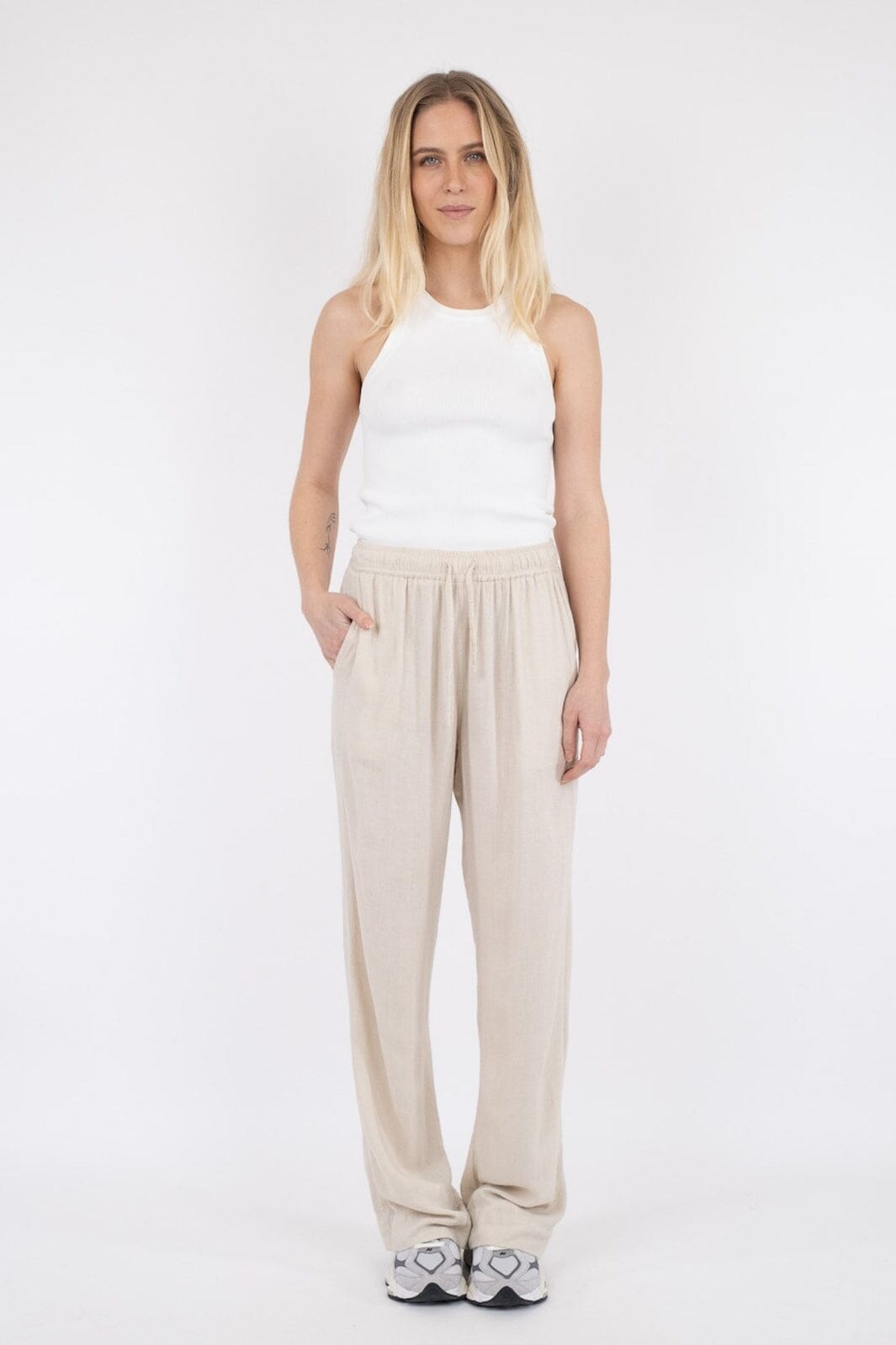 Neo Noir - Sonar Drapy Linen Pants - Natural Bukser