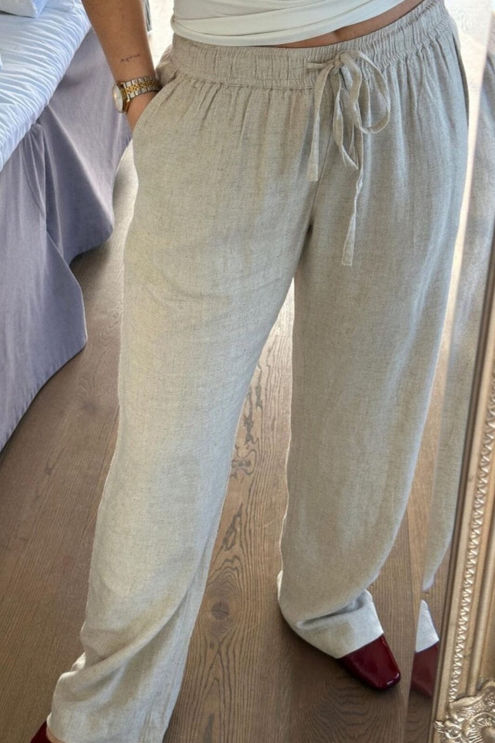 Neo Noir - Sonar Drapy Linen Pants - Natural Bukser