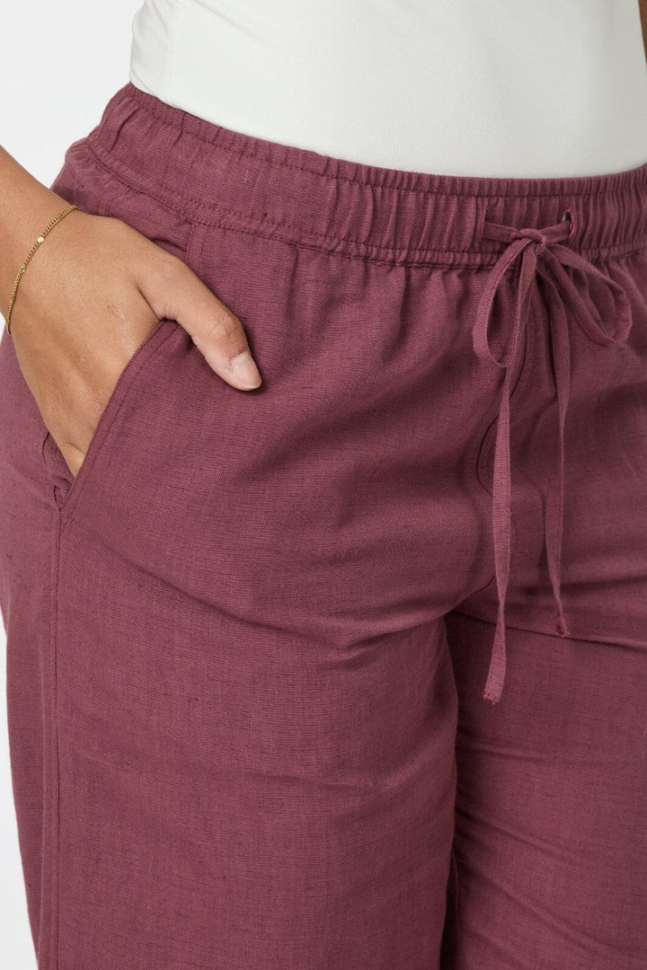 Neo Noir - Sonar Linen Pants 158949 - 393 - Dark Rose