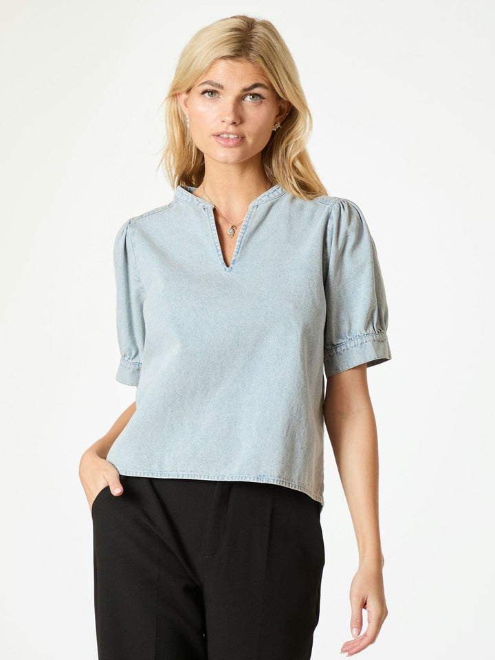 Neo Noir - Talja Denim Blouse - Stonewash Bluser