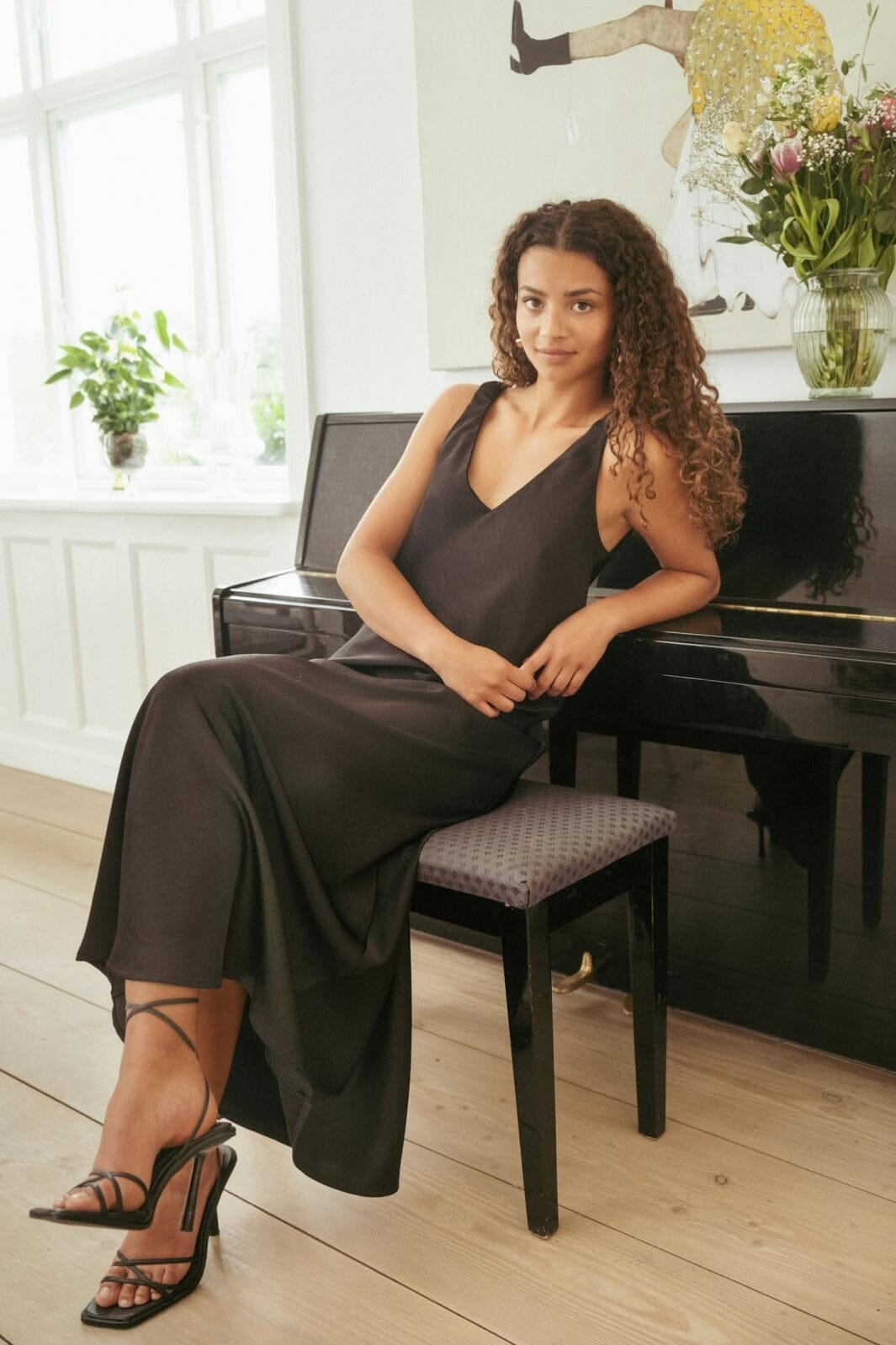 Neo Noir - Zakia Heavy Sateen Dress - Black Kjoler