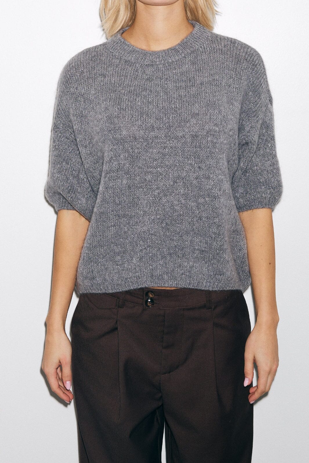 Noella - Mimi Knit Jumper - 218 Grey Strikbluser