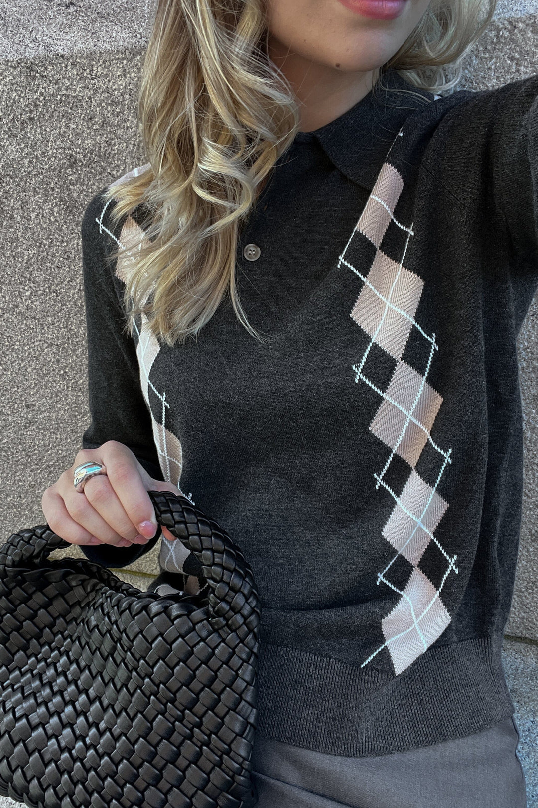 Noella - N-Maxine Knit 15000001 - 1428 - Dasha Grey Check Strikbluser