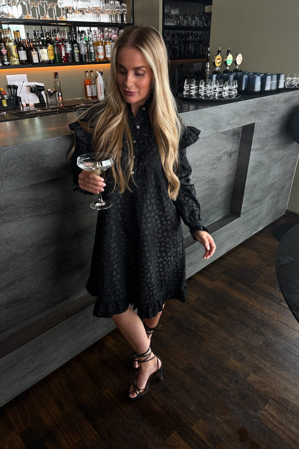 Noella - Reno Ruby Ruffle Dress 11740022 - 004 Black Kjoler