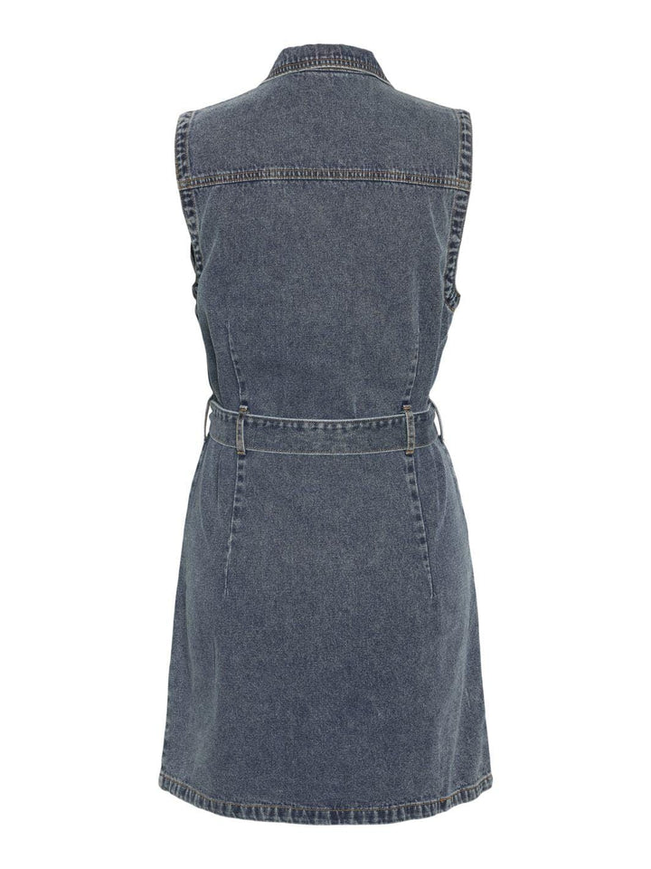 Noisy May - Nmalvi S/L Short Tie Dress Bs023Mb - 4759543 Medium Blue Denim Kjoler