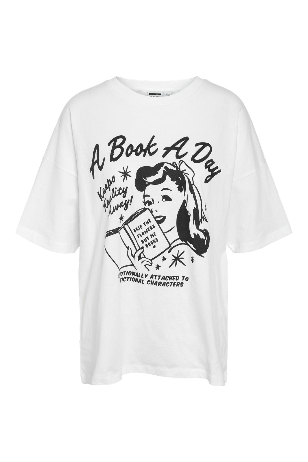 Noisy May - Nmida S/S Book T-Shirt - 4976526 Bright White A Book A Day